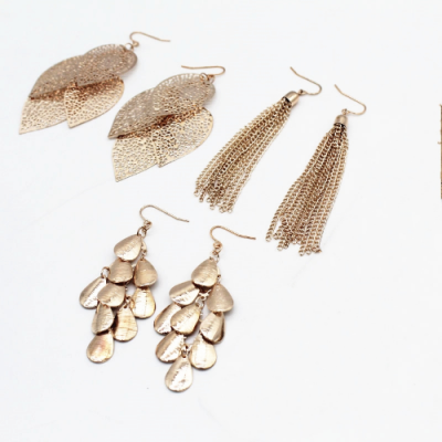 6 Pairs Vintage Gold Earrings Set - Image 2