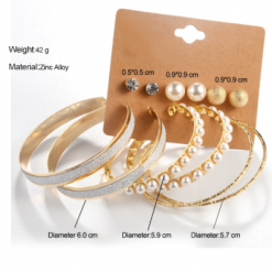 Alternative view of 6 Pairs Hoop Pearl Earrings Set
