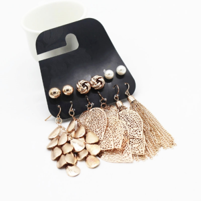 6 Pairs Vintage Gold Earrings Set