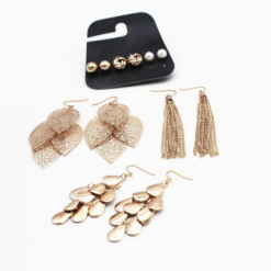 6 Pairs Vintage Gold Earrings Set - Image 3