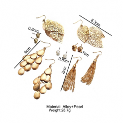 6 Pairs Vintage Gold Earrings Set - Image 6