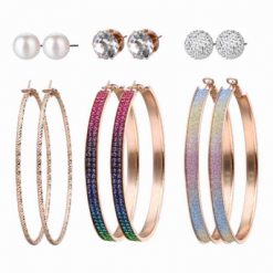 Alternative view of 6 Pairs Hoop Earrings Set Multi