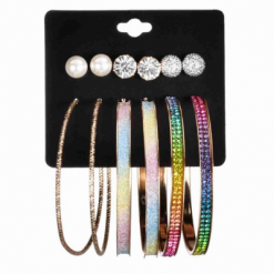 6 Pairs Hoop Earrings Set Multi