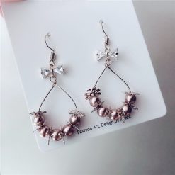Simulated Pearl Bowknot Earrings