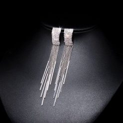 Long Crystal Tassel Earrings