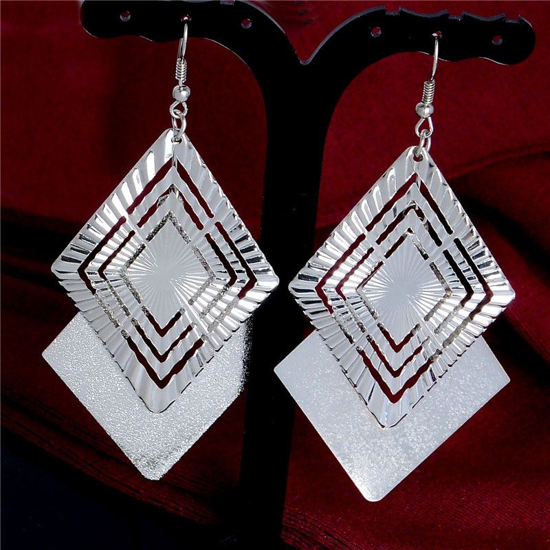 Rhombus Shape Dangle Earrings