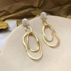 Irregular Oval Shaped Sea Pearl Earrings
