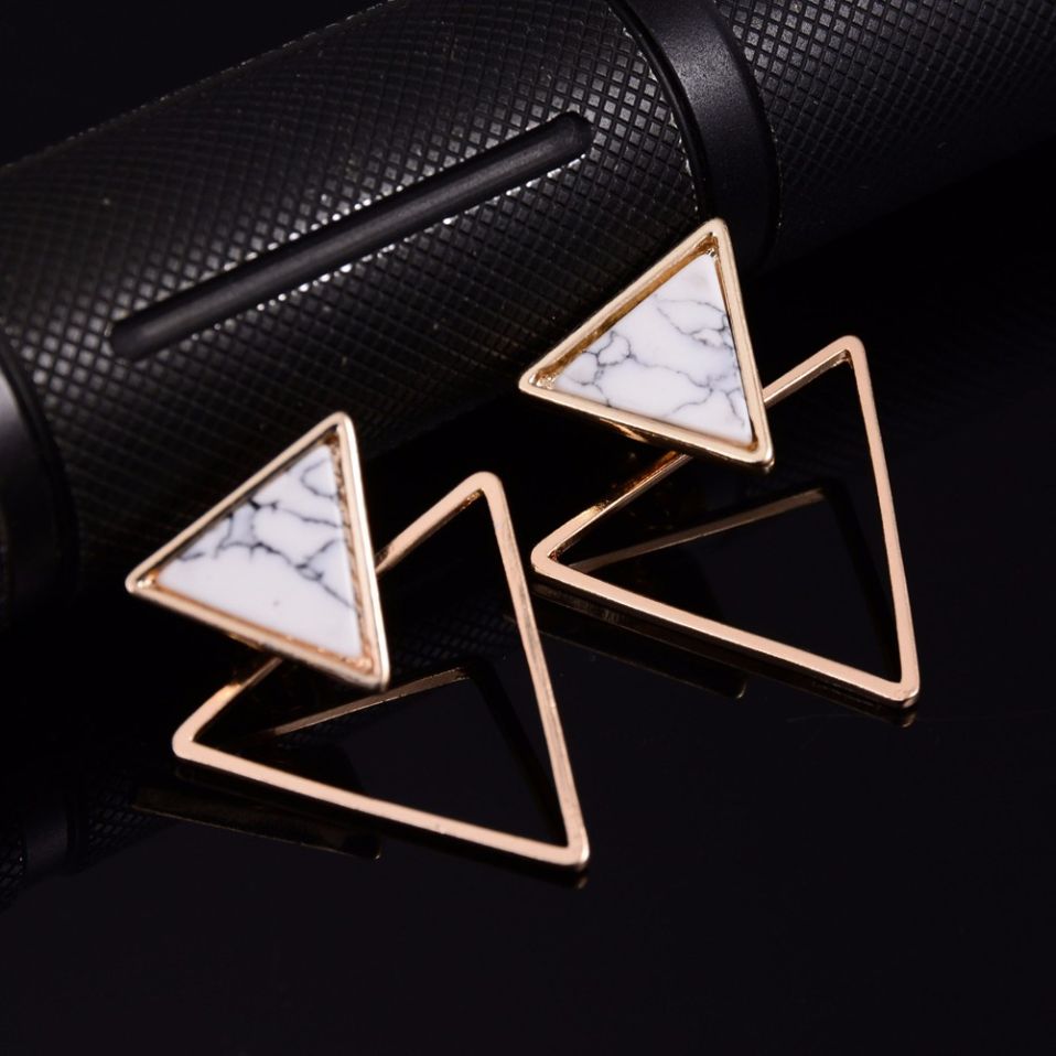 Marble Studs Double Triangle