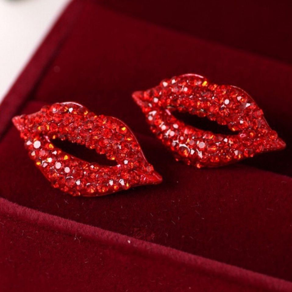Red Rhinestones Lip Studs - Image 3