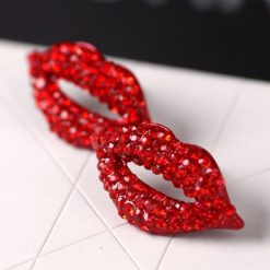 Red Rhinestones Lip Studs
