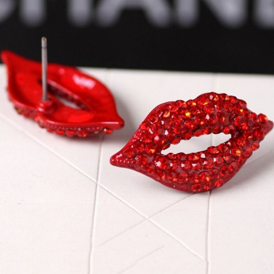 Red Rhinestones Lip Studs - Image 2