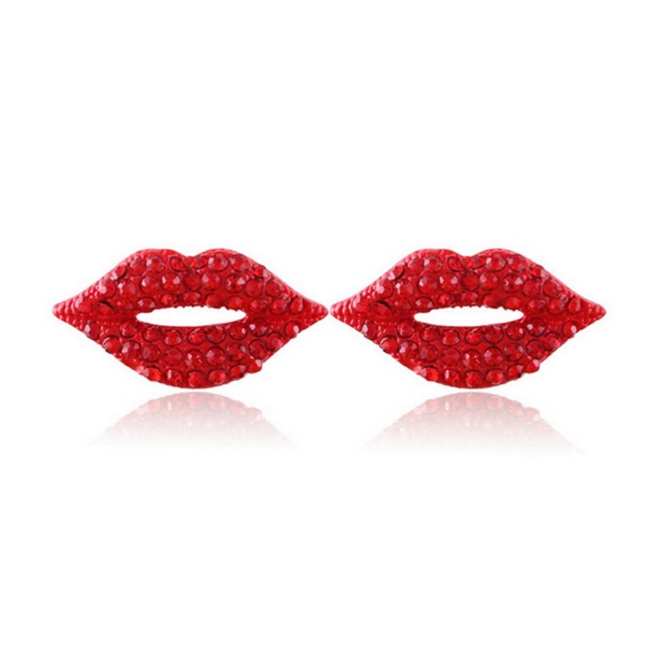Red Rhinestones Lip Studs - Image 4