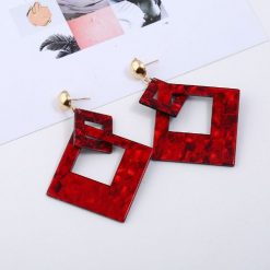 Acrylic Squre Earrings Red