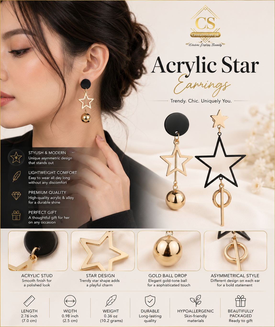 Acrylic Star Earrings
