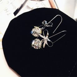 Bowknot Crystal Earrings Silver