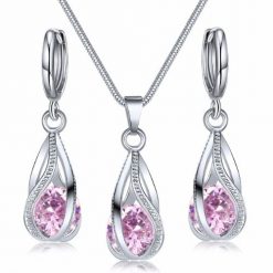 CZ Waterdrop Set Pink