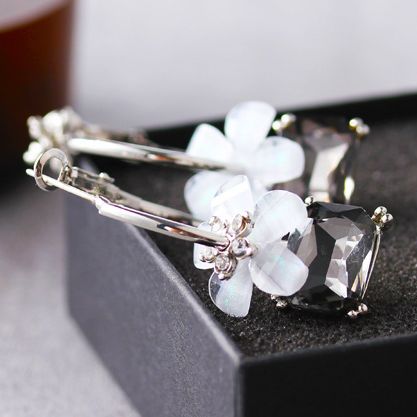 Flower Square Crystal Earrings