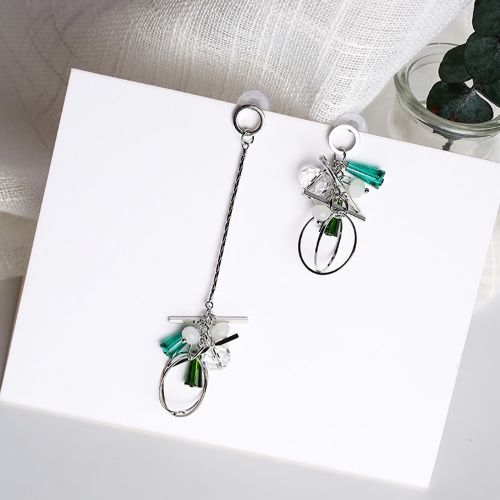 Geometric Tassel Earrings Silver