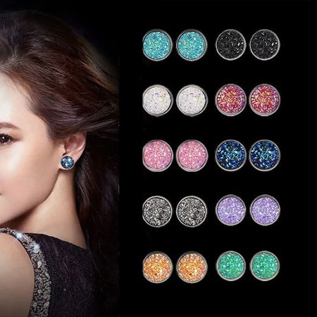 Glittery Button Studs