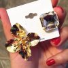 Gold Flower Zircon Studs