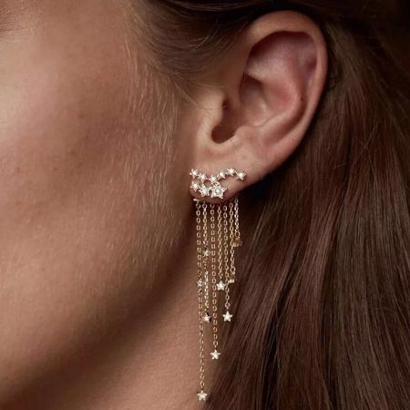 Star Chain Drop Earrings - Image 3