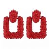 Textured Hanging Earrings - Red