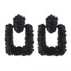 Textured Hanging Earrings - Black