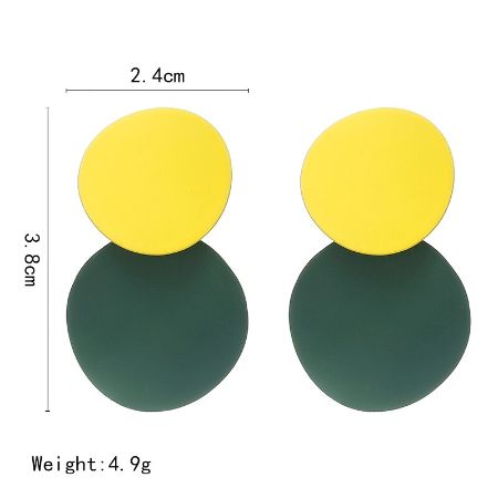 Dual Circle Yellow Green Earrings