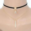 Bar Square Crystal Multi Layer Choker