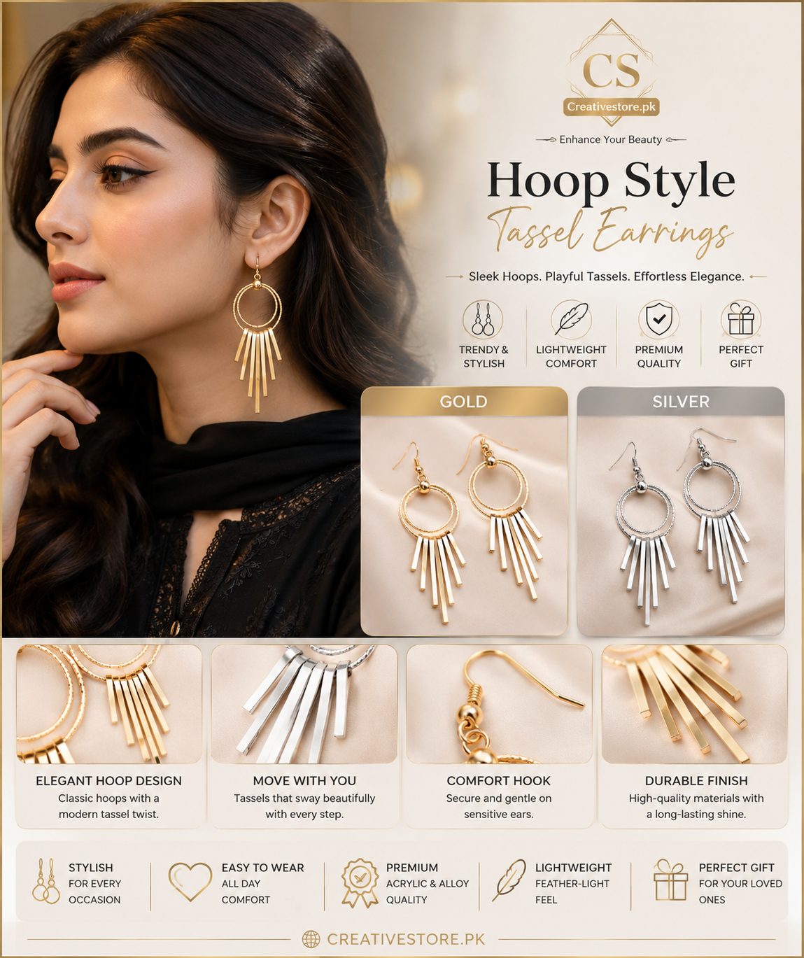 Hoop Style Tassel Earrings